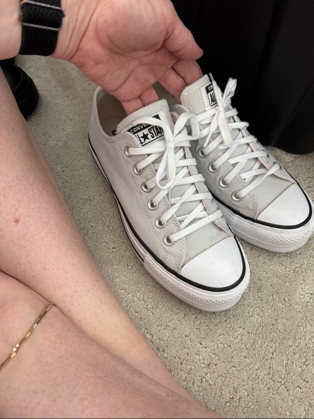 Converse Low Top Sneakers in White with Black Trim